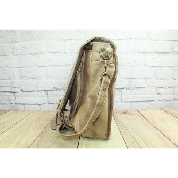 Tan Leather Briefcase Attached Case Laptop Messenger Bag - Picture 2 of 12